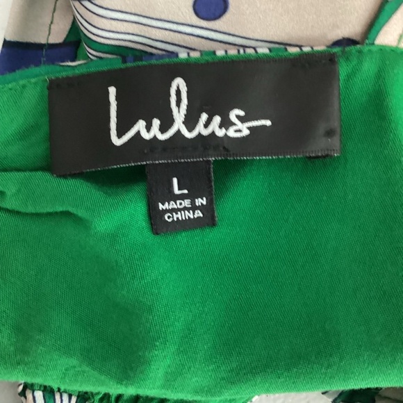 Lulus Mystical Moves Green Print Tie Back Crop Top Size L - Picture 5 of 6